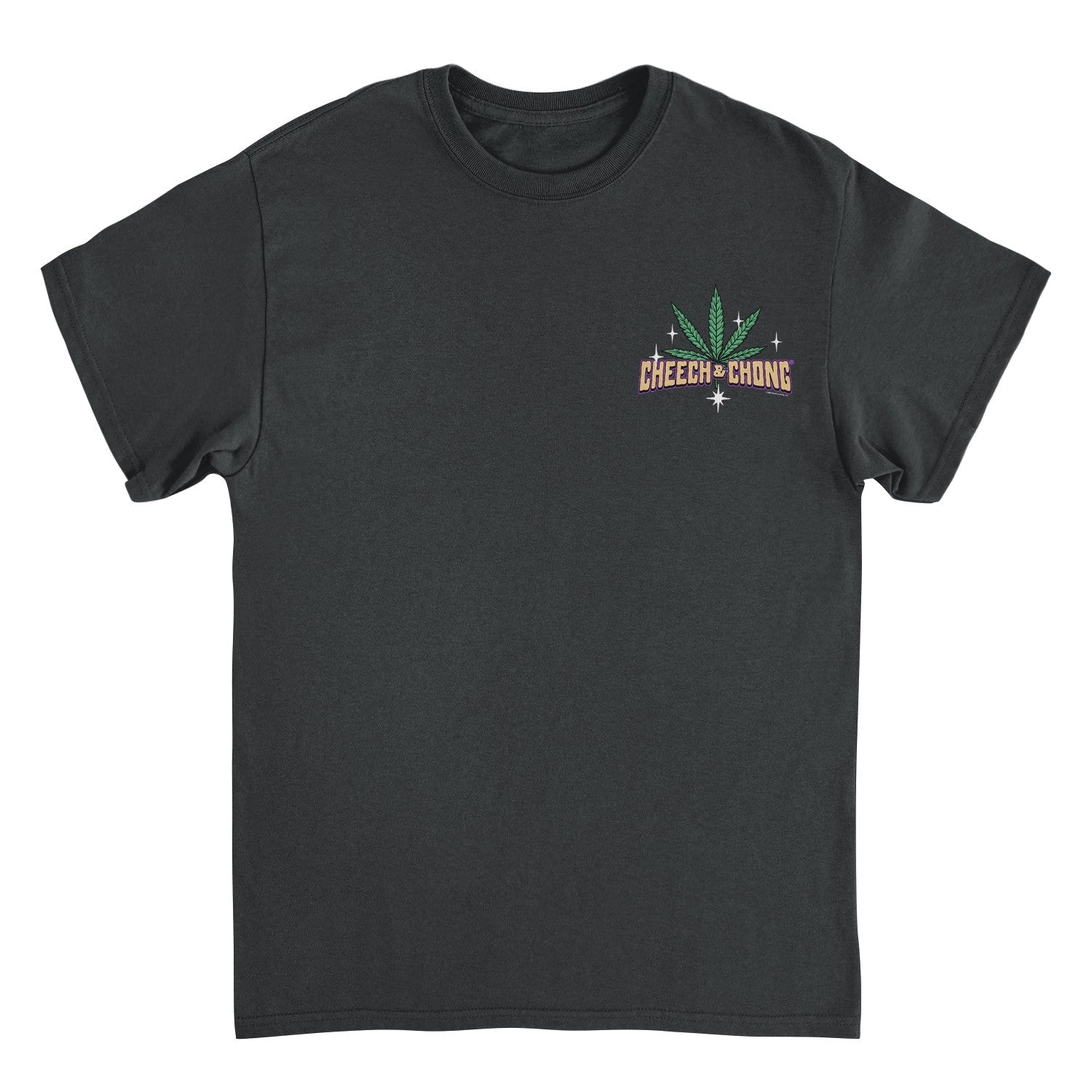 Cheech & Chong Leaf Logo Stars Left Chest T-Shirt