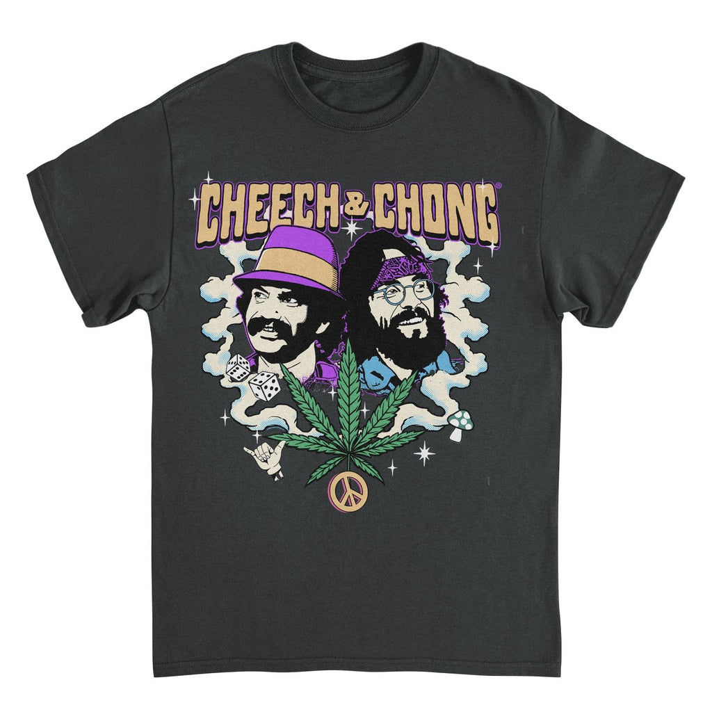 Cheech & Chong Duo Portrait Dice Peace Leaf T-Shirt