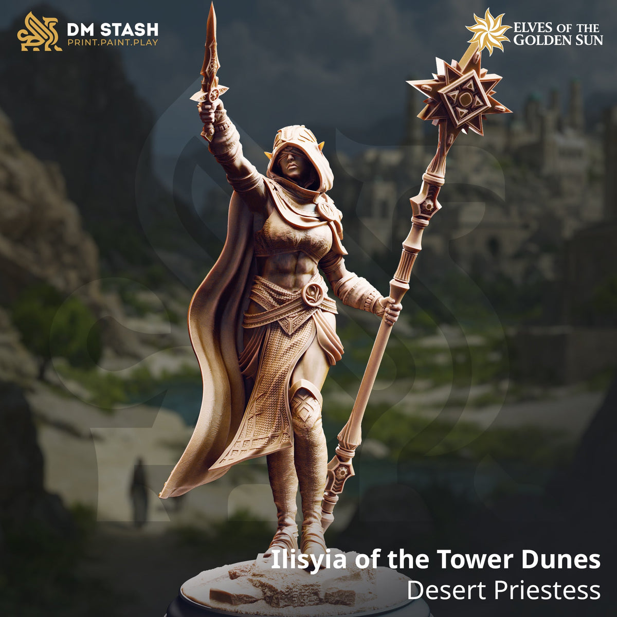 Ilisyia of the Tower Dunes, Desert Priestess (Female Sun Elf Cleric)