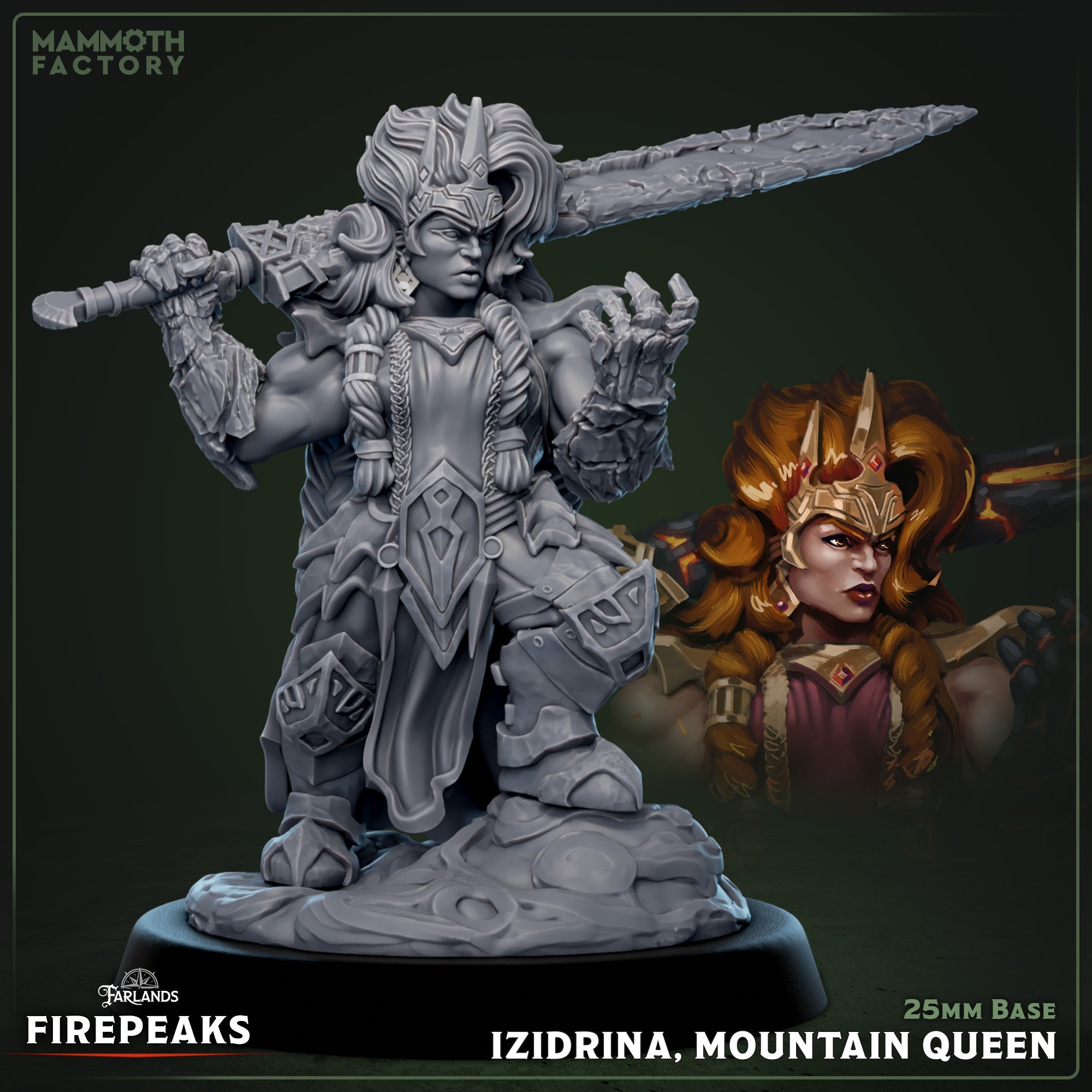 Izidrina, Mountain Queen (Female Dwarf Barbarian Noble)