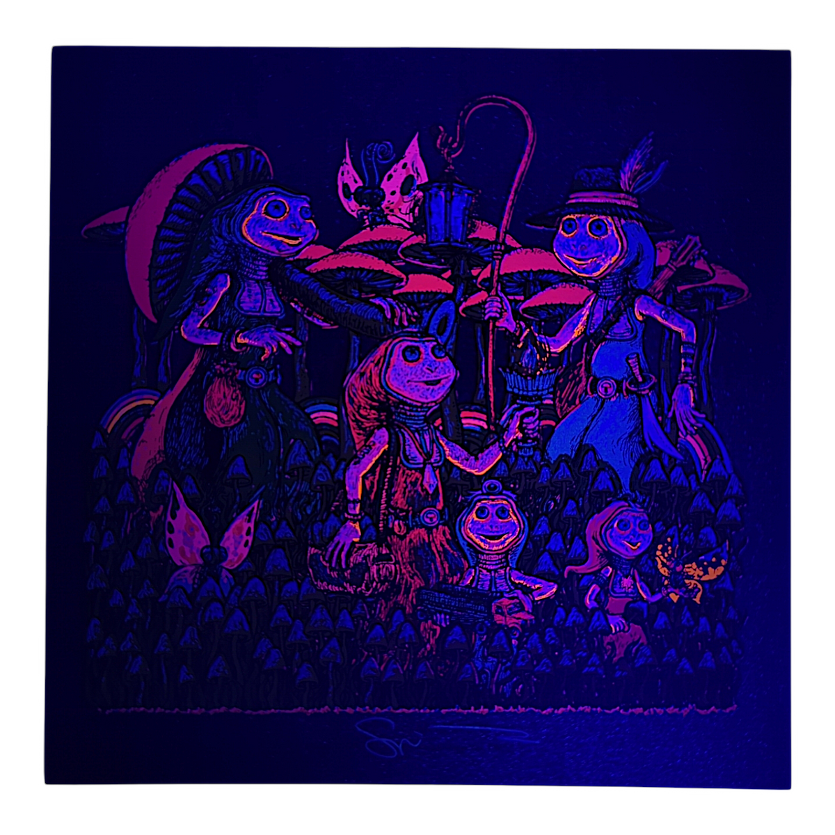 Marq Spusta "Happy Harvesters" (Black Shimmer) Mini Print