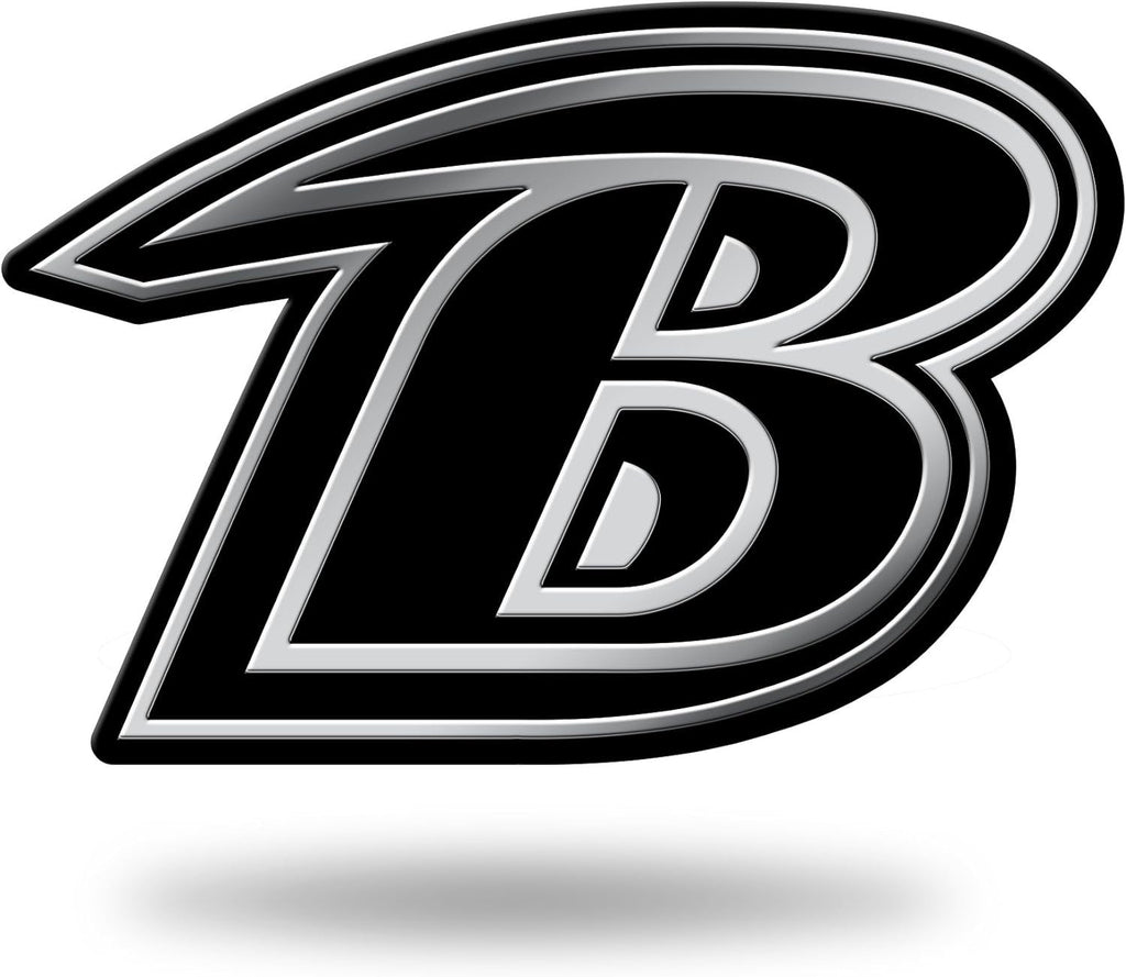 Baltimore Ravens Auto Emblem, Silver Chrome Color, Raised Molded Plastic, 3.5 Inch, Adhesive Tape Backing