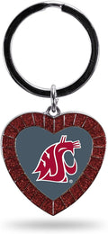 Washington State Cougars NCAA Rhinestone Heart Colored Keychain, Maroon, 3-inches in length