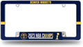 Denver Nuggets 2023 Champions Premium Metal License Plate Frame Tag Cover, All Over Design, 6x12 Inch