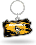 Pittsburgh Penguins Premium Metal Keychain, State Shaped, Team Color