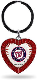 Washington Nationals Keychain Rhinestone Heart Decal Emblem Team Color Baseball