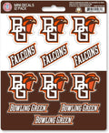 Bowling Green State University Falcons 12-Piece Mini Decal Sticker Set, 5x6 Inch Sheet, Gift for football fans for any hard surfaces around home, automotive, personal items