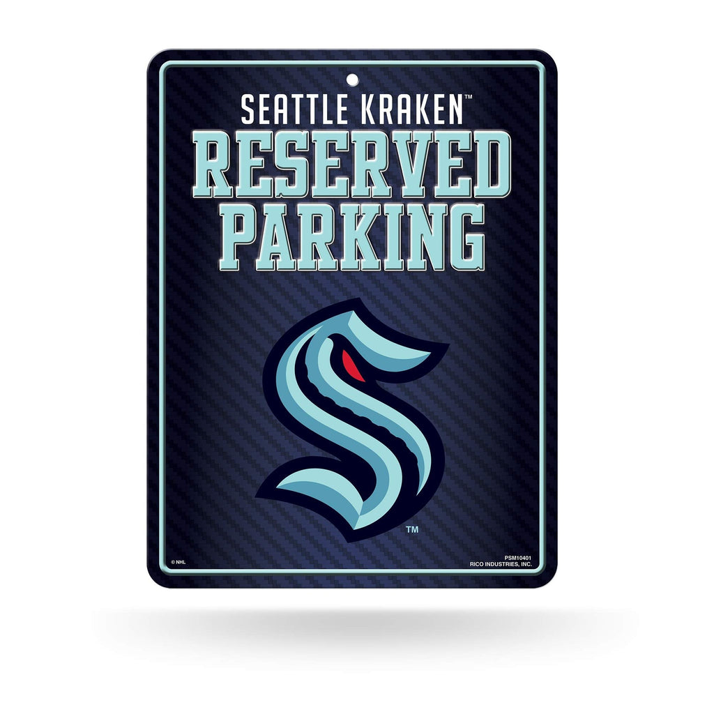 Seattle Kraken Premium Metal Wall Parking Sign, 8.5x11 Inch, Primary Design, Great for Man Cave, Bed Room, Office, Home Decor