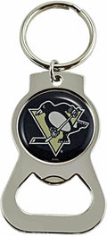 Pittsburgh Penguins Premium Solid Metal Bottle Opener Keychain, Silver Key Ring, Team Logo