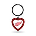 Detroit Red Wings Metal Keychain, Team Color Rhinestone Heart