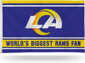 Los Angeles Rams 3x5 Feet Flag Banner, World's Biggest Fan, Metal Grommets, Single Sided, Indoor or Outdoor Use