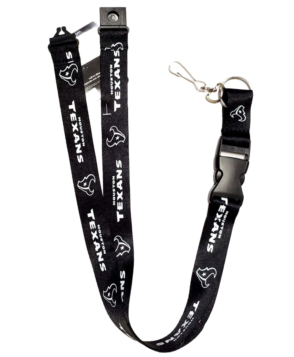 Houston Texans Premium Lanyard Keychain, Breakaway Safety Style, Blackout Design, Adult Size, 36 x .75 Inch