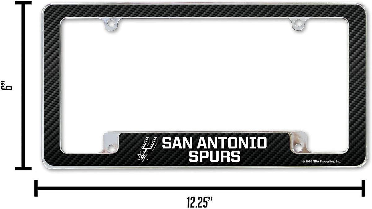 San Antonio Spurs Premium Metal License Plate Frame Tag Cover, Carbon Fiber Design, 12x6 inch, Pre-Drilled Holes, Officially Licensed