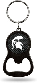 Michigan State University Spartans Premium Solid Metal Keychain Bottle Opener, Carbon Fiber Design