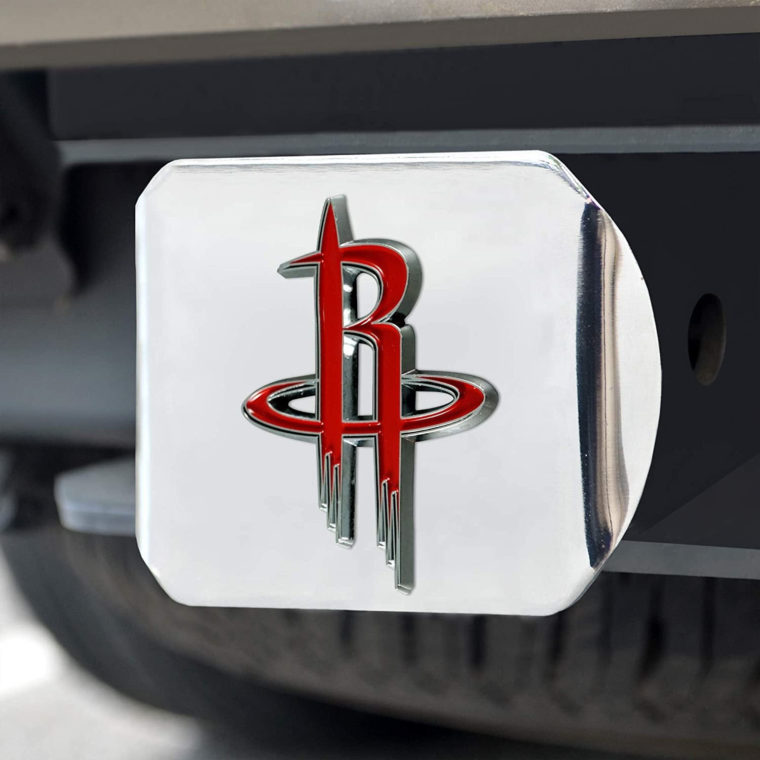 Houston Rockets Hitch Cover Solid Metal with Raised Color Metal Emblem 2" Square Type III