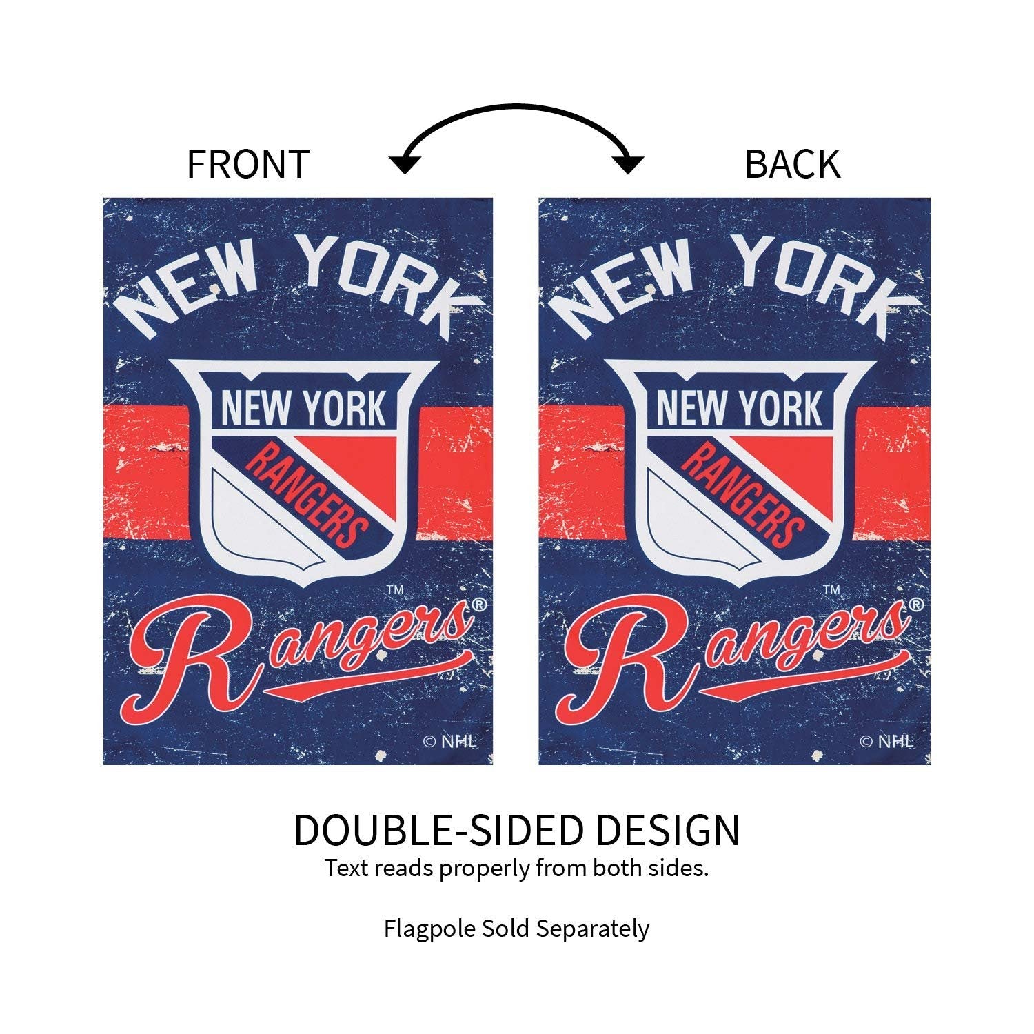 New York Rangers Premium Double Sided Banner Vertical House Flag, Vintage Styling with Retro Logo, 28x44 Inch, Display Stand Sold Seperately, Officially Licensed