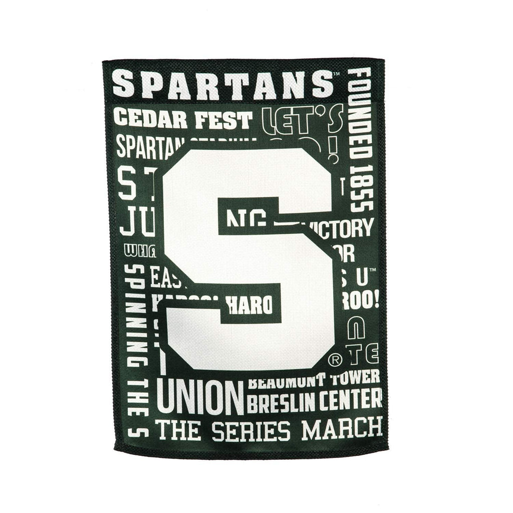 Michigan State University Spartans Premium Double Sided Garden Flag Banner, Fan Rules Design, 13x18 Inch, Display Stand Sold Seperately, Officially Licensed
