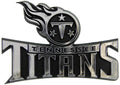 Tennessee Titans Auto Emblem, Silver Chrome Color, Raised Molded Shape Cut Plastic, Adhesive Tape Backing