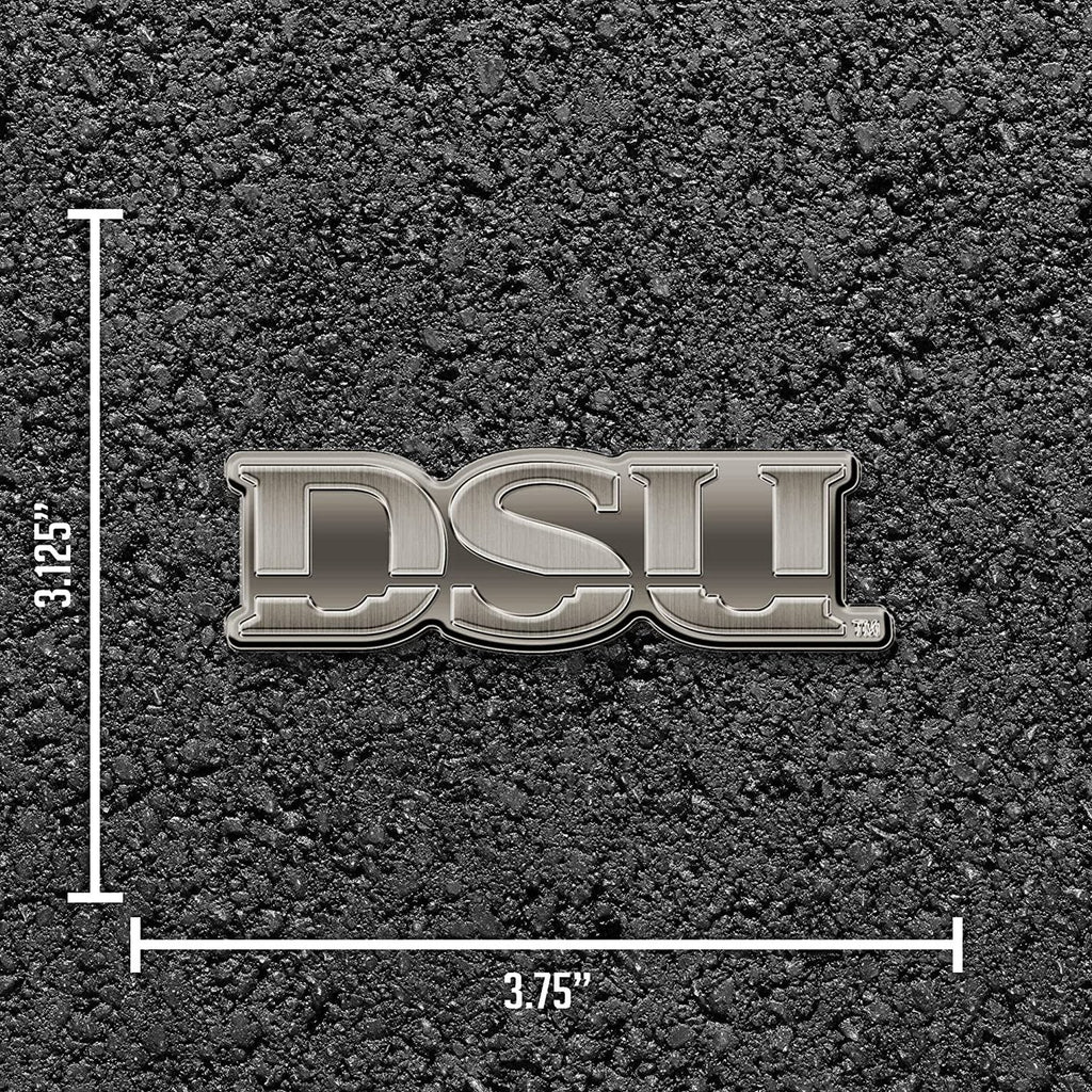 Dixie State University Trailblazers Premium Solid Metal Raised Auto Emblem, Antique Nickel Finish, Shape Cut, Adhesive Backing
