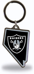 Las Vegas Raiders Premium Metal Keychain, State Shaped, Team Color