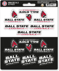 Ball State University Cardinals 12-Piece Mini Decal Sticker Set, 5x6 Inch Sheet, Gift for football fans for any hard surfaces around home, automotive, personal items