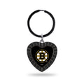 Boston Bruins Metal Keychain, Team Color Rhinestone Heart
