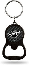 Minnesota Wild Keychain Bottle Opener Carbon Fiber Design Metal Hockey