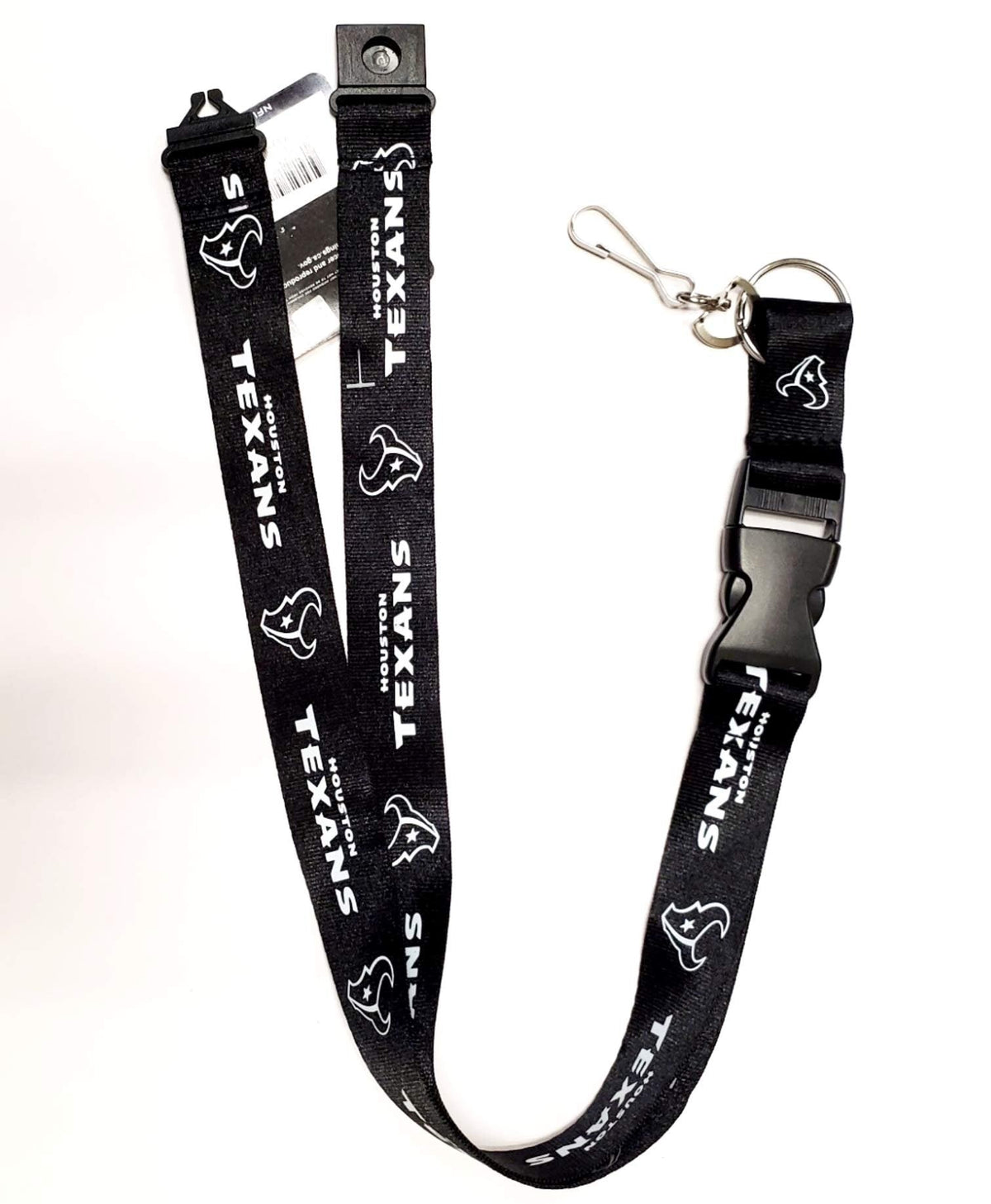 Houston Texans Premium Lanyard Keychain, Breakaway Safety Style, Blackout Design, Adult Size, 36 x .75 Inch