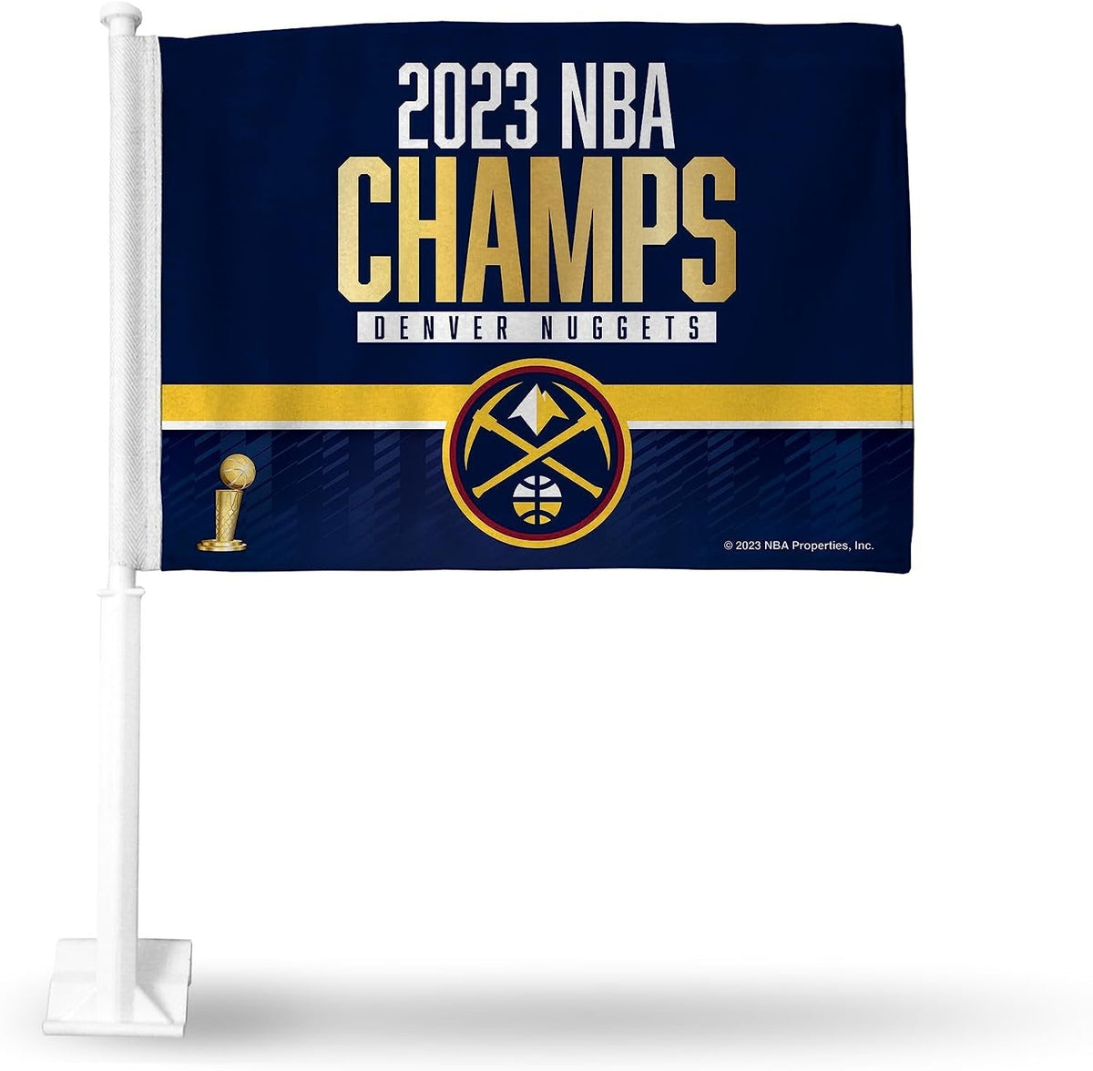 Denver Nuggets 2023 NBA Champions Premium Double Sided Car Flag Banner, Includes Plastic Display Pole
