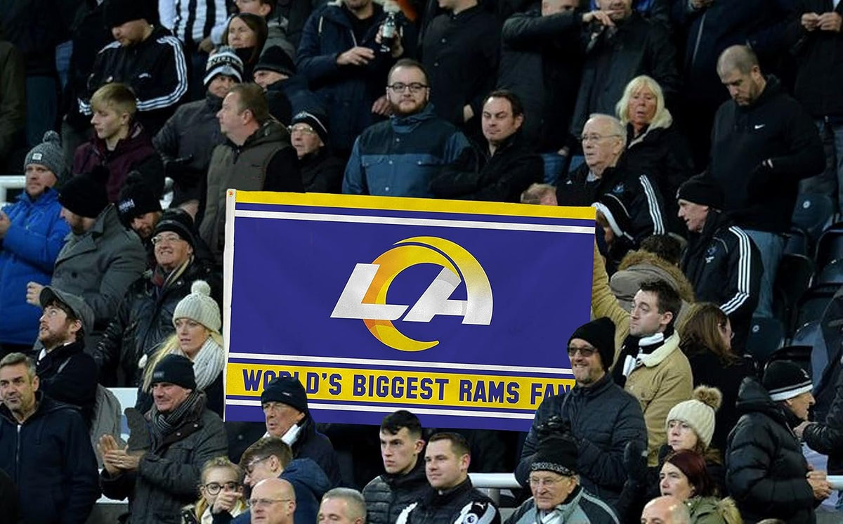 Los Angeles Rams 3x5 Feet Flag Banner, World's Biggest Fan, Metal Grommets, Single Sided, Indoor or Outdoor Use