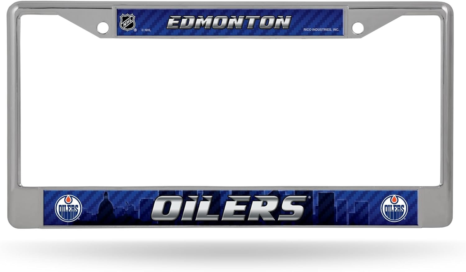 Edmonton Oilers Metal License Plate Frame Chrome Tag Cover, 12x6 Inch