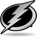 Tampa Bay Lightning Auto Emblem, Silver Chrome Color, Raised Molded Plastic, 3.5 Inch, Adhesive Tape Backing