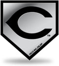 Cincinnati Reds Auto Emblem, Silver Chrome Color, Raised Molded Plastic, 3.5 Inch, Adhesive Tape Backing