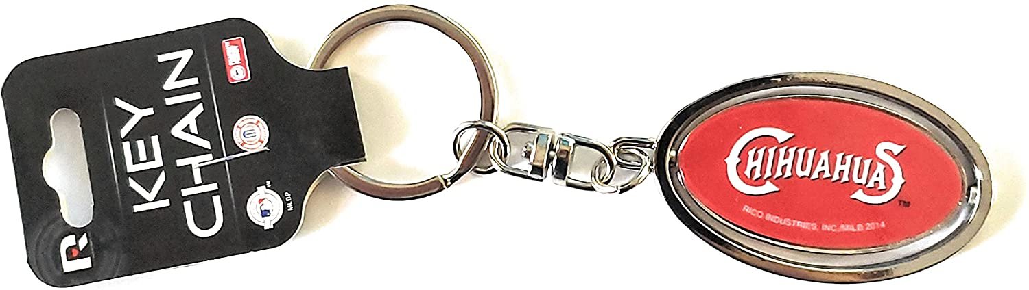 El Paso Chihuahuas Premium Metal Keychain, 2-Sided Spinner, Oval Fob