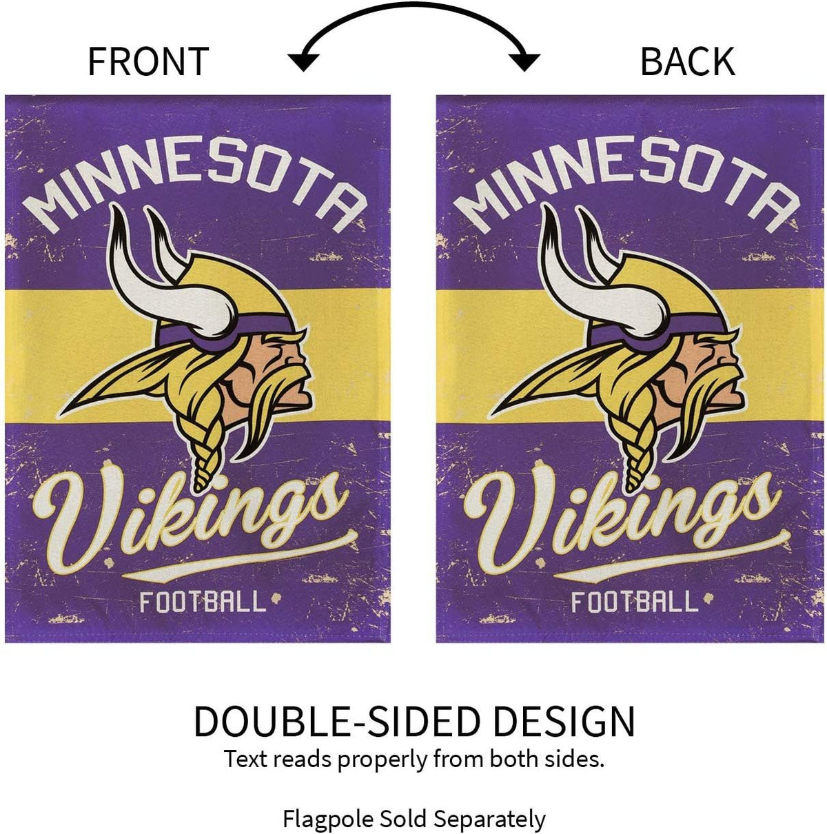 Minnesota Vikings Premium Double Sided Banner Flag 28x44 Inch Vintage Logo Design Indoor Outdoor