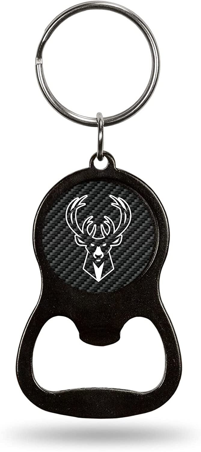 Milwaukee Bucks Keychain Bottle Opener Carbon Fiber Design Metal Basketball