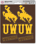 University of Wyoming Cowboys 6-Piece Decal Sticker Set, 5x6 Inch Sheet, Gift for football fans for any hard surfaces around home, automotive, personal items