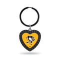Pittsburgh Penguins Metal Keychain, Team Color Rhinestone Heart