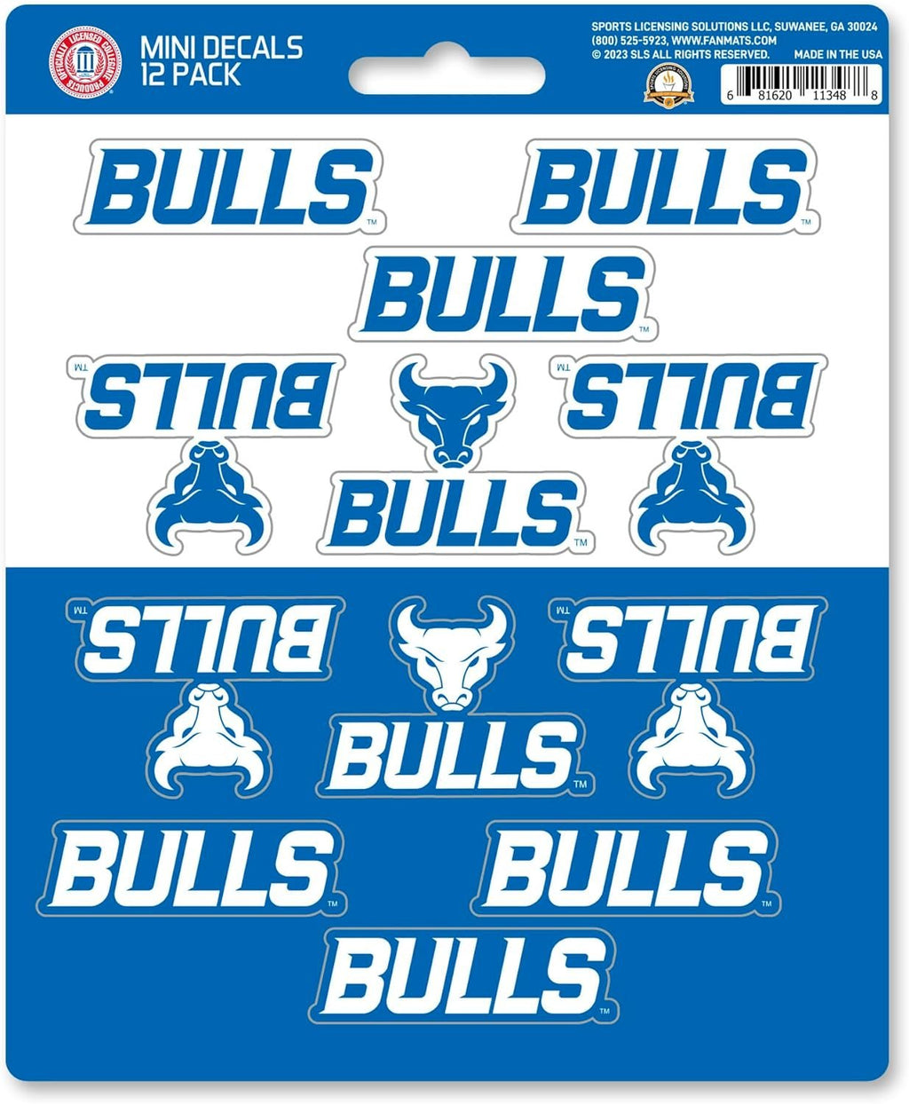 University at Buffalo Bulls 12-Piece Mini Decal Sticker Set, 5x6 Inch Sheet, Gift for football fans for any hard surfaces around home, automotive, personal items