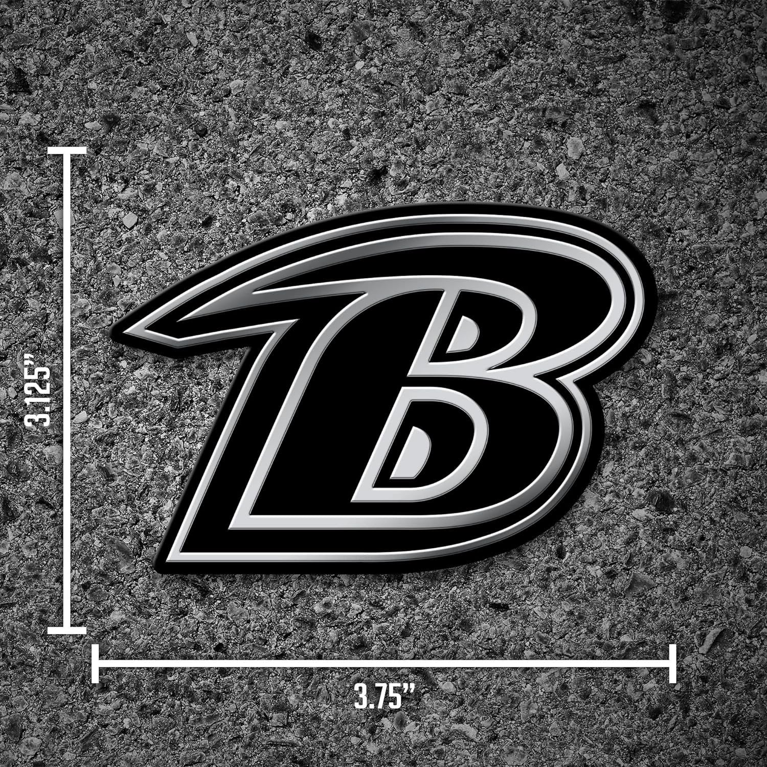 Baltimore Ravens Auto Emblem, Silver Chrome Color, Raised Molded Plastic, 3.5 Inch, Adhesive Tape Backing