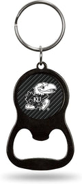 University of Kansas Jayhawks Premium Solid Metal Keychain Bottle Opener, Carbon Fiber Design