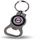 Minnesota Twins Premium Solid Metal Bottle Opener Keychain, Silver Key Ring, Team Logo