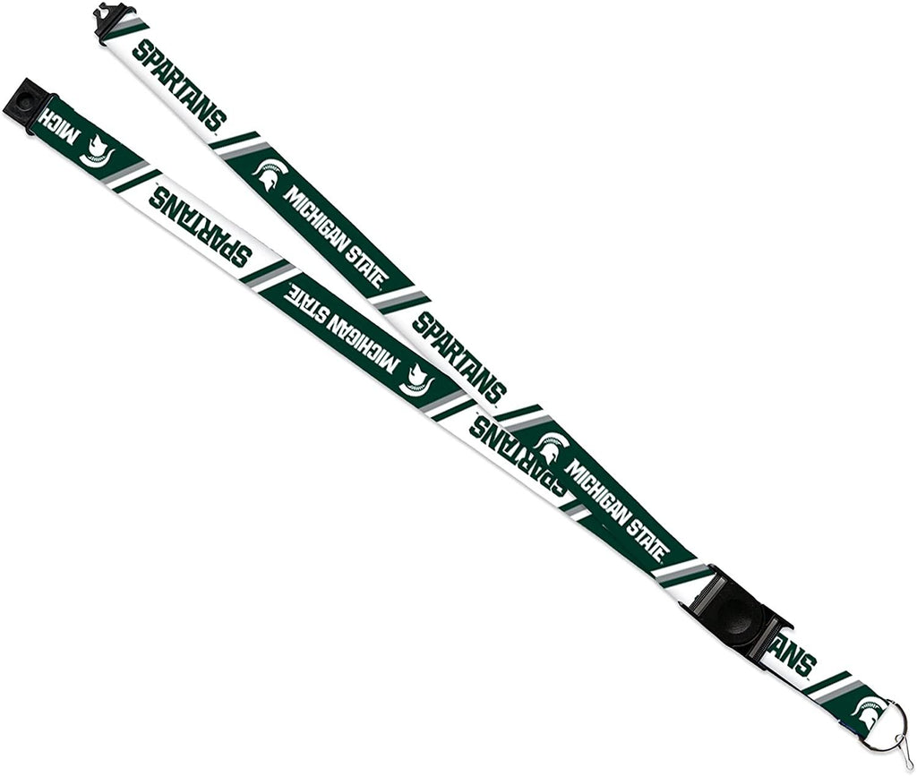Michigan State University Spartans Lanyard Keychain Double Sided 18 Inch Button Clip Safety Breakaway