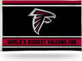 Atlanta Falcons 3x5 Feet Flag Banner, World's Biggest Fan, Metal Grommets, Single Sided, Indoor or Outdoor Use