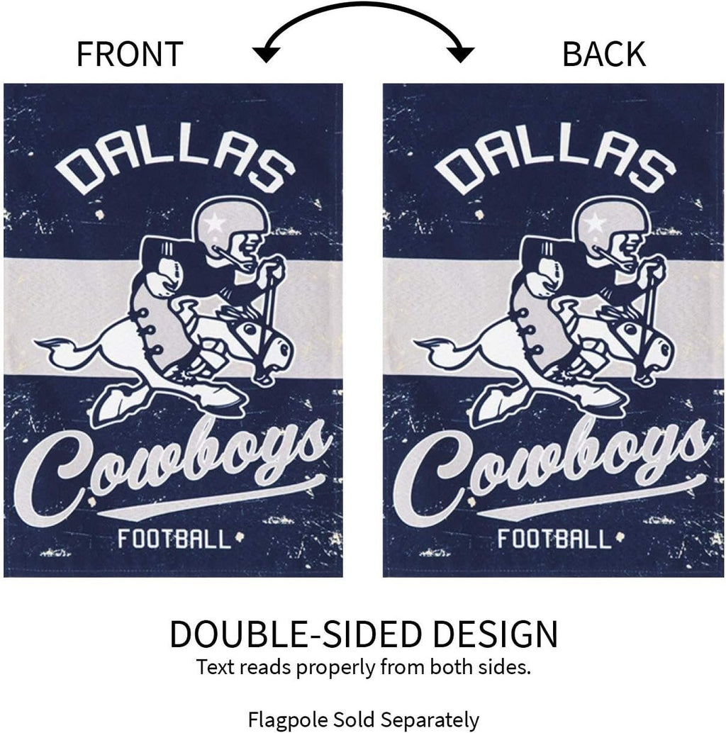 Dallas Cowboys Premium Double Sided Garden Flag Banner, Vintage Style, 13x18 Inch, Display Pole Sold Separately