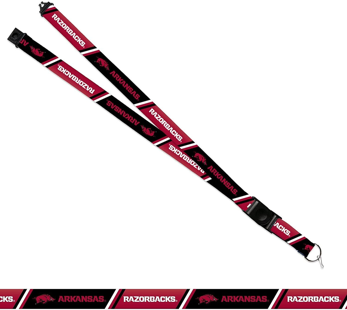 University of Arkansas Razorbacks Lanyard Keychain Double Sided 18 Inch Button Clip Safety Breakaway