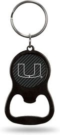 University of Miami Hurricanes Premium Solid Metal Keychain Bottle Opener, Carbon Fiber Design