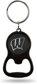 University of Wisconsin Badgers Keychain Bottle Opener Carbon Fiber Design Metal