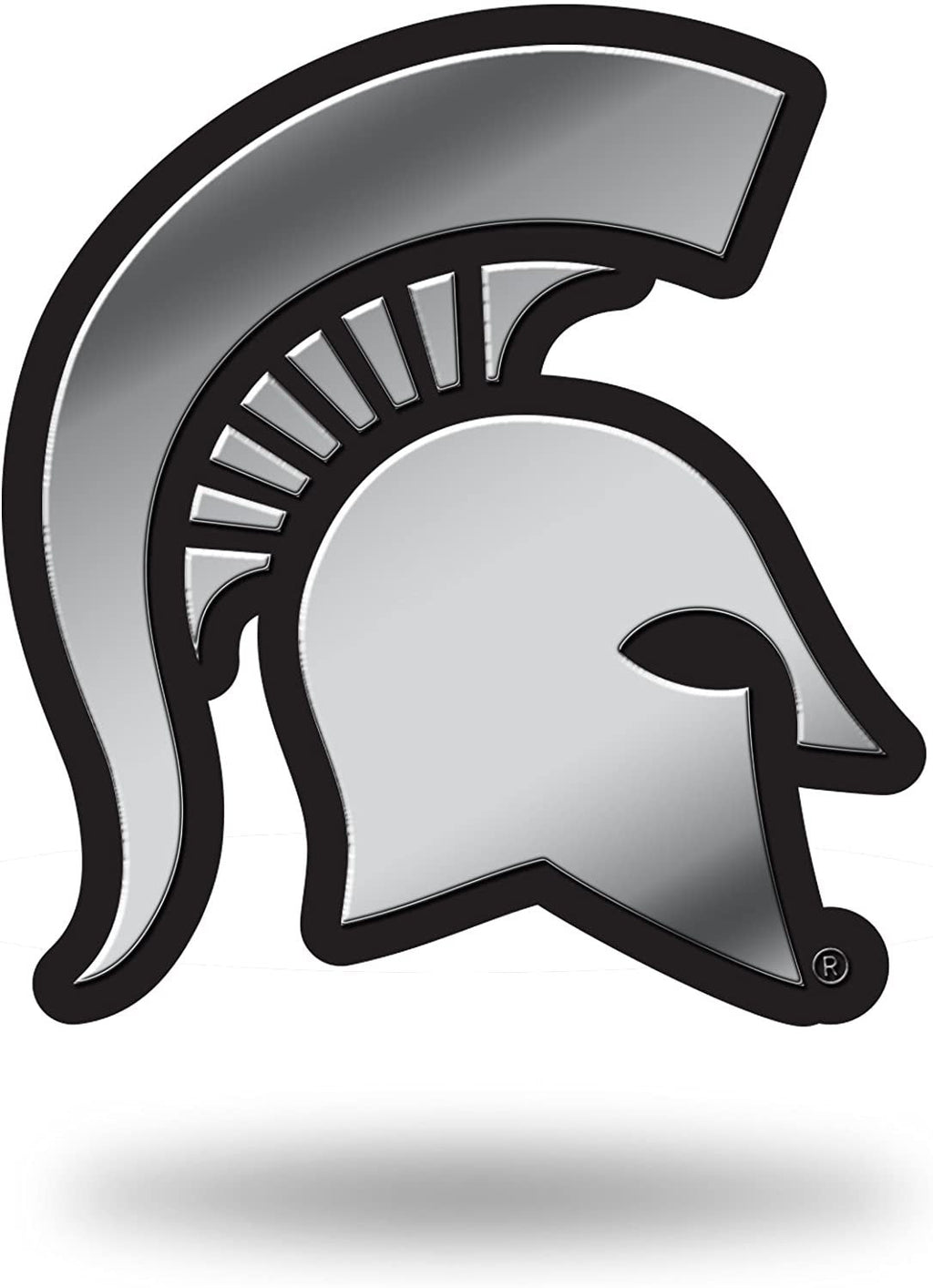 Michigan State University Spartans Auto Emblem, Silver Chrome Color, Raised Molded Plastic, 3.5 Inch, Adhesive Tape Backing