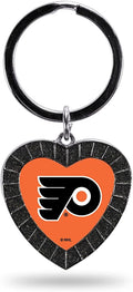 Philadlephia Flyers Keychain Rhinestone Heart Decal Emblem Team Color Hockey